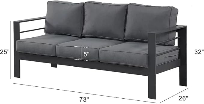 Kiss the Water Outdoor Couch Aluminum Patio Furniture Sofa - Photo 2
