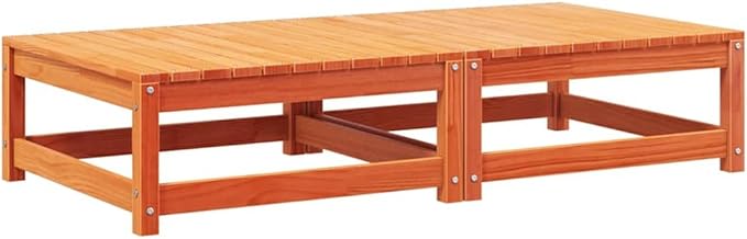 Outdoor Patio Garden Footstool Set 2-Pack, 27.6"x27.6" Solid Pine Wood Stools with Removable Cream Cushion - Photo 4