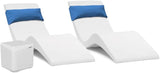 Classic White-Blue - in-Pool Chaise Set – Includes Two Chaises, Two Headrest Pillows - Photo 3