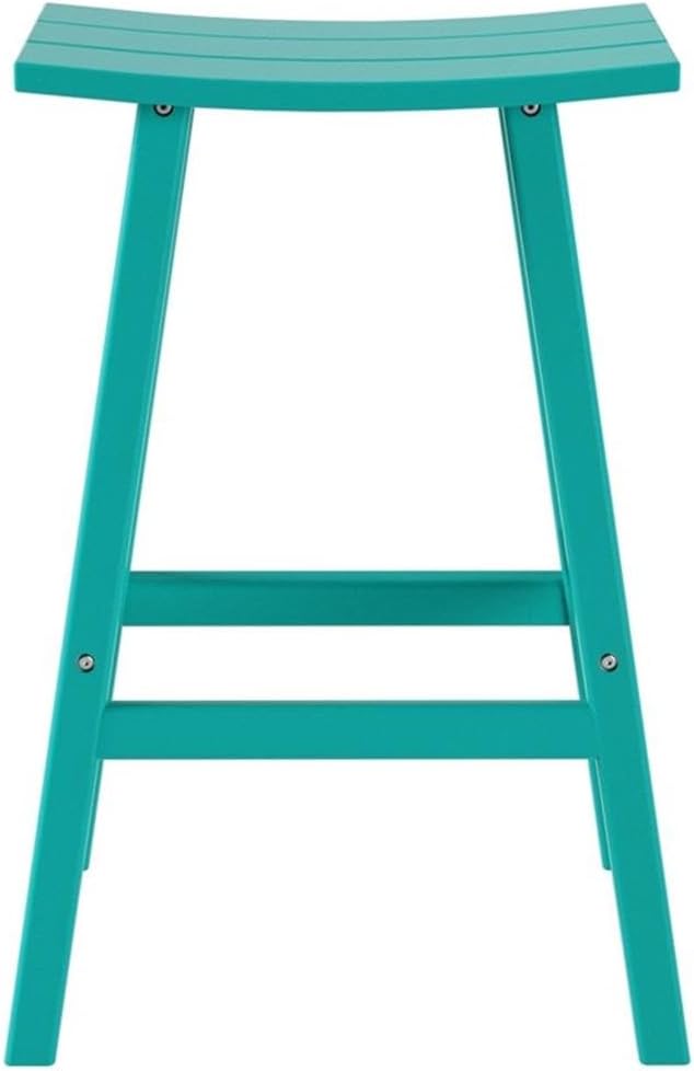 Costaelm All-Weather Outdoor Bar Stools, 29" Height Patio Stools & Bar Chairs, Adirondack Poly Patio Bar Stool for Patio, Deck, Kitchen Counter and Garden, Turquoise