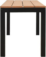 Vintage Brown and Black Steel Garden Bench with Wood Plastic Composite, Durable Outdoor Seating for Patio and Balcony - Photo 5