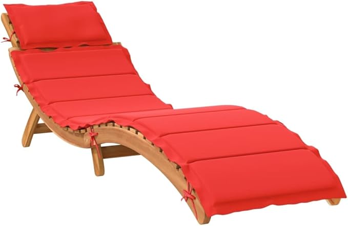 Solid Acacia Wood Sun Lounger with Adjustable Back, Foldable Pool Chaise Lounge for Outdoor Patio Garden Balcony - Photo 3