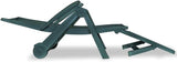 Green Plastic Foldable Sun Lounger with Adjustable Backrest and Wheels for Patio Garden Poolside Relaxation - Photo 5