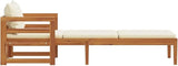 Solid Acacia Wood Patio Sun Lounger with Cushion - Durable Outdoor Sunbed for Garden - Photo 5