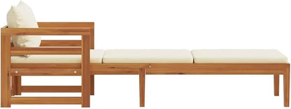 Solid Acacia Wood Patio Sun Lounger with Cushion - Durable Outdoor Sunbed for Garden, Stable Hardwood Furniture for Relaxation and Leisure Time