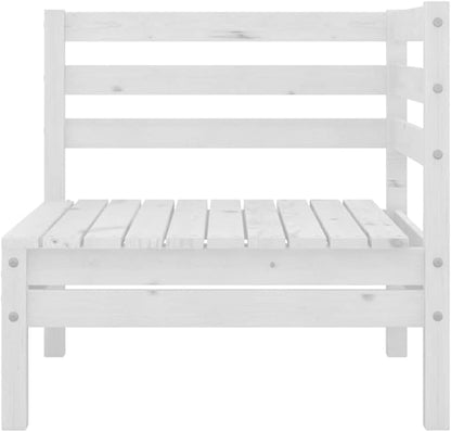 3-Piece Garden Lounge Set, Solid Pine Wood Modular Outdoor Furniture, Patio Conversation Seating with Table, White Matte Finish, Weather-Resistant Backyard Bench