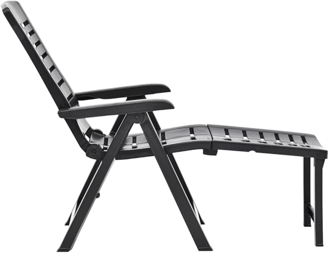 Outdoor Chaise Lounge Anthracite 42.5"x23.2" Foldable Adjustable Plastic Sun Lounger for Poolside Patio Garden Balcony Deck