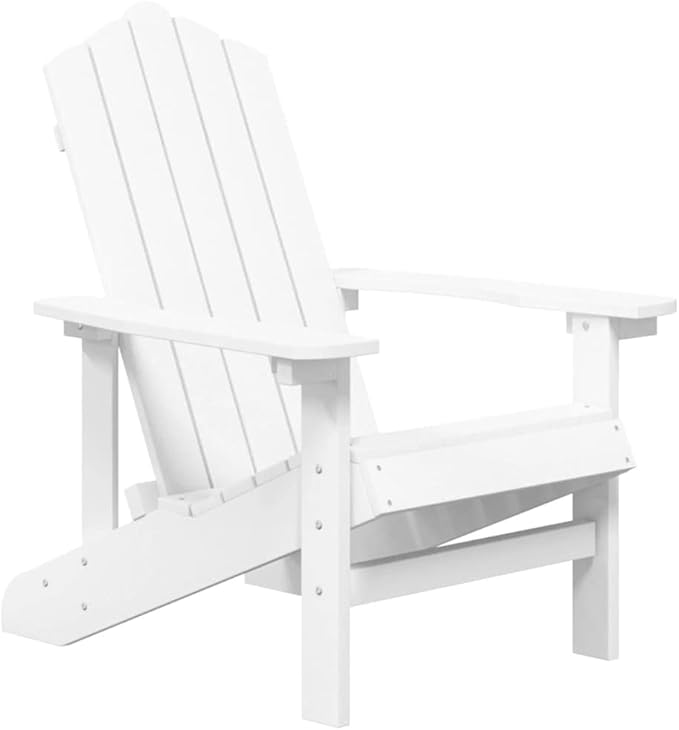 White HDPE Adirondack Garden Chairs Set of 2, High-Density Polyethylene Outdoor Patio Furniture with Classic Design - Photo 4