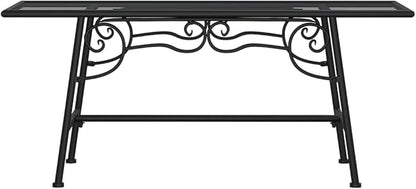 vidaXL Tree Bench 43.3" Black Steel Outdoor Seating Chair - Industrial Design for Garden, Patio, Yard - Weather- Metal Lounge