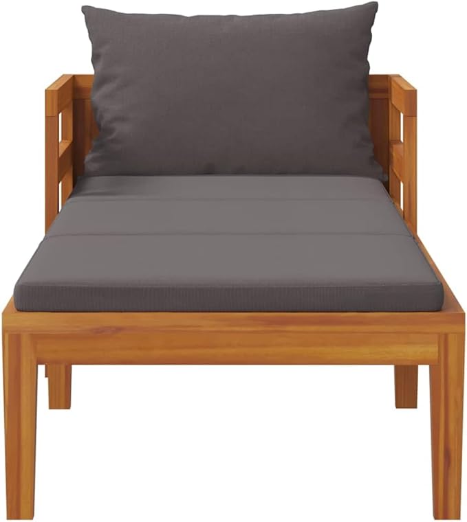Solid Acacia Wood Sun Lounger with Adjustable Armrests and Weather-Resistant Cushions for Outdoor Relaxation and Sunbathing