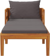 Solid Acacia Wood Sun Lounger with Adjustable Armrests and Weather-Resistant Cushions for Outdoor Relaxation and - Photo 4
