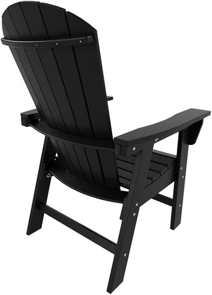 Costaelm Outdoor Adirondack Chair, HDPE Patio Balcony Pool Chair, Modern Front Porch Fire Pit Backyard Chair, Garden Resin Lounge Chair for Outside, Black