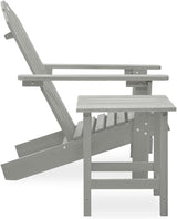 Large Grey Solid Fir Wood Ergonomic Garden Chair and Table Combo Set for Outdoor Patio Balcony with Weather-Resistant - Photo 3