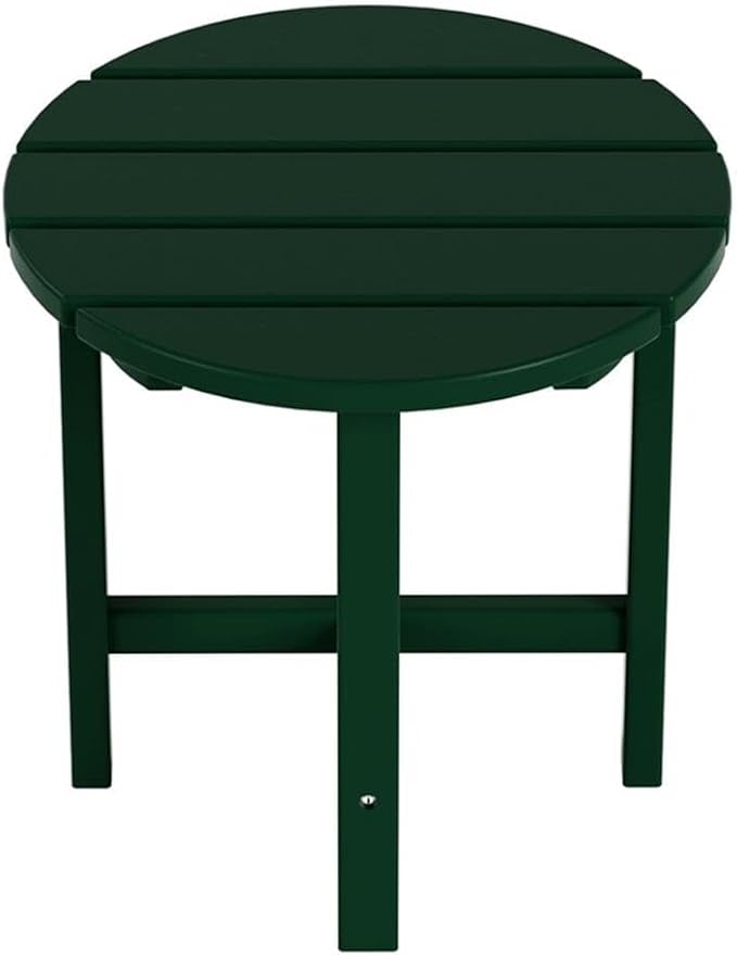 Costaelm Round Outdoor Side Tables, Adirondack Patio Tables for Outside, HDPE Patio End Table Weather Resistant, Balcony Table for Pool, Seaside, Backyard, Porch, Indoor Companion, Dark Green