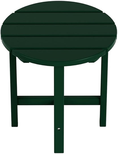 Costaelm Round Outdoor Side Tables, Adirondack Patio Tables for Outside, HDPE Patio End Table Weather Resistant, Balcony Table for Pool, Seaside, Backyard, Porch, Indoor Companion, Dark Green