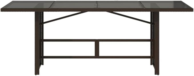 vidaXL Patio Table with Glass top Brown Poly Rattan