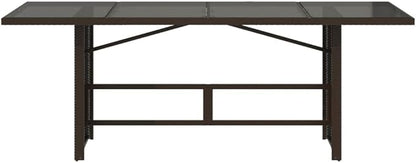 vidaXL Patio Table with Glass top Brown Poly Rattan