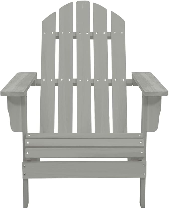 Grey Solid Fir Wood Large Ergonomic Garden Chair and Table Combo with Smooth Matte Finish for Outdoor Relaxation - Photo 6