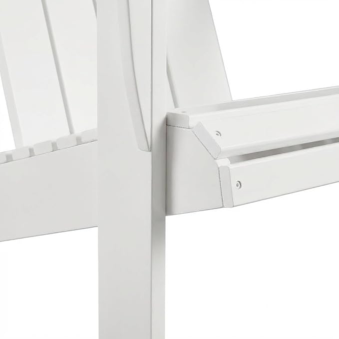 White Adirondack Chair in Solid Acacia Wood, Durable Craftsmanship, Classic Comfortable Design, Ideal for Patio, Garden, Outdoor Living