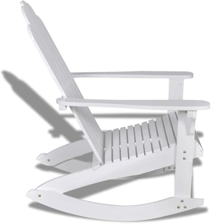 Patio Rocking Chair,Wooden Outdoor Chair,with Backrest and Armrest,Outdoor Furniture,for Indoor and Outdoor,Patio,Garden,Backyard,Porch Seat,Wood White
