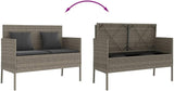 Garden Bench Deck Bench Patio Bench with Cushions Gray Poly Rattan - Photo 7