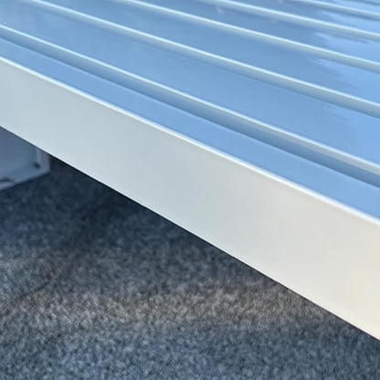 LITFAD Outdoor Indoor Bench Art Deco Alloy Picnic Bench Modern Multicolor Park Bench Waterproof Metal Garden Bench for Patio, Lawn, Yard, Porch, White, 59" L x 16" W x 18" H