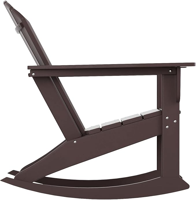 WestinTrends Dylan Outdoor Patio Poly Plastic Adirondack Rocking Chair, Dark Brown