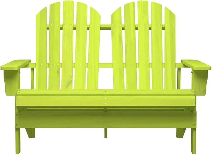 Solid Fir Wood 2-Seater Adirondack Garden Chair in Green - Photo 3