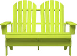 Solid Fir Wood 2-Seater Adirondack Garden Chair in Green - Photo 3