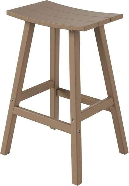 WestinTrends Malibu 29 Inch Outdoor Bar Stools, All Weather Resistant Poly Lumber Adirondack Bar Height Stools, Weathered Wood