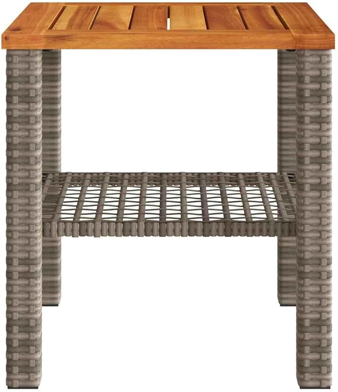 Square Garden Table Grey Brown 4-Piece Set Indoor Outdoor Furniture with Weather Resistant Powder Coated Steel Frame - Photo 6