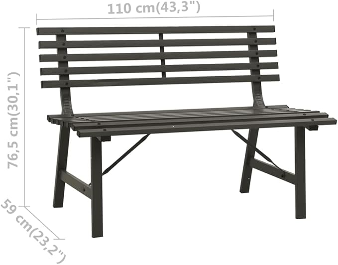 Outdoor Patio Bench, Metal Garden Bench with Backrest, Steel Park Bench Patio Furniture for Porch, Park, Yard, 43.3" x 23.2" x 30.1" Black