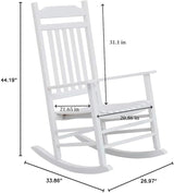 Patio Outdoor Rocking Chairs Small Foldable Side Table Set of 3 Piece Porch Wooden Comfy Rockers Folding End Table - Photo 3