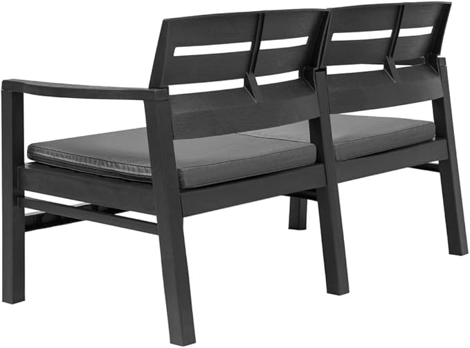 Garden Bench Deck Bench 2-Seater Patio Bench with Cushions 52.4" Plastic Anthracite