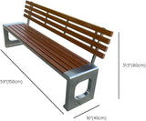 LITFAD Outdoor Indoor Bench Stainless Steel Metal Park Bench with Waterproof Brown Wood Seating Modern Garden Bench for - Photo 2