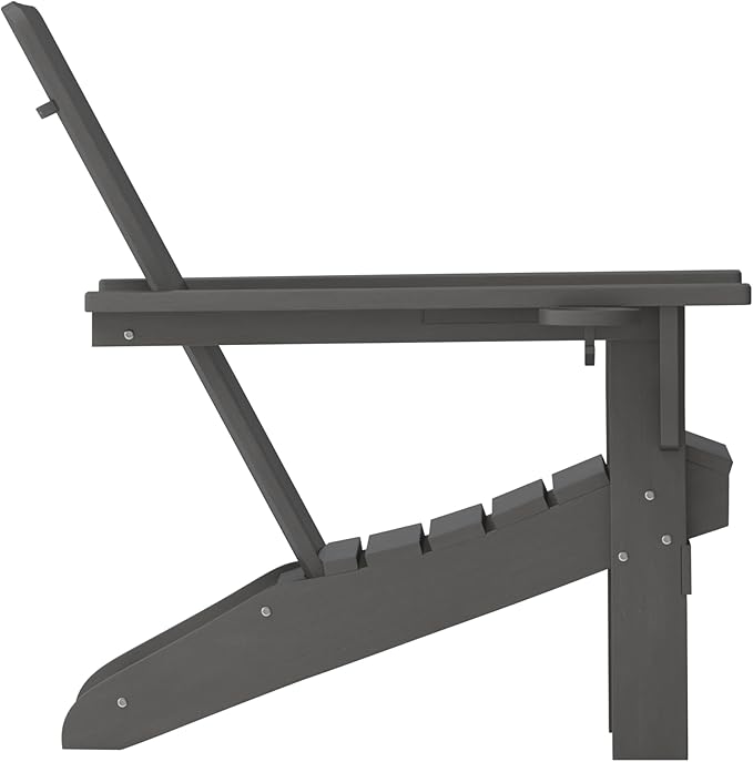 Taylor & Logan Hedley Adirondack Chair with Cup Holder, Weather Resistant HDPE Adirondack Chair in Gray, Set of 2
