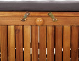 Garden Storage Bench Wood with Dark Grey Cushion Garden Bench Outdoor Benches for Balcony Courtyard - Photo 9