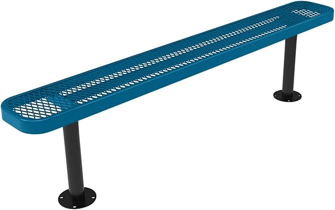 COATEDOUTDOORFURNITURE Coated Outdoor Furniture Heavy-Duty Outdoor Bench Thermoplastic Coated, Expanded Metal, Commercial-Grade Seating, Made in America (Surface Without Back, 6 Ft, Light Blue)