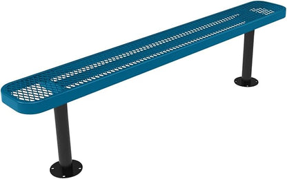 COATEDOUTDOORFURNITURE Coated Outdoor Furniture Heavy-Duty Outdoor Bench Thermoplastic Coated, Expanded Metal, Commercial-Grade Seating, Made in America (Surface Without Back, 6 Ft, Light Blue)