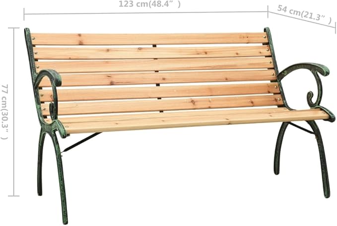 vidaXL Garden Bench Natural Wood Solid firwood 48.4 in Wide Durable