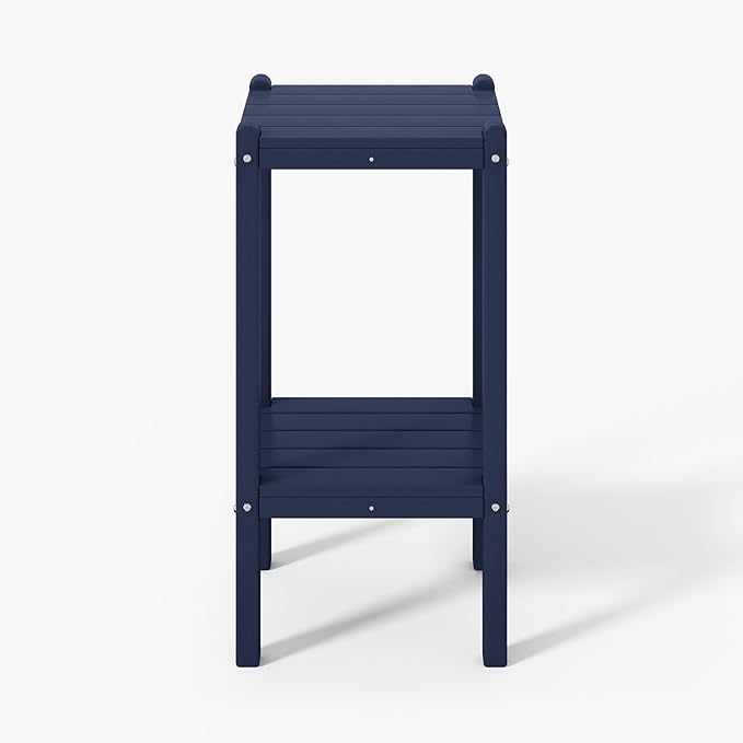 WestinTrends Malibu 36" Outdoor Adirondack HDPE 2-Tier Patio Side Table, Navy Blue