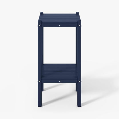 WestinTrends Malibu 36" Outdoor Adirondack HDPE 2-Tier Patio Side Table, Navy Blue