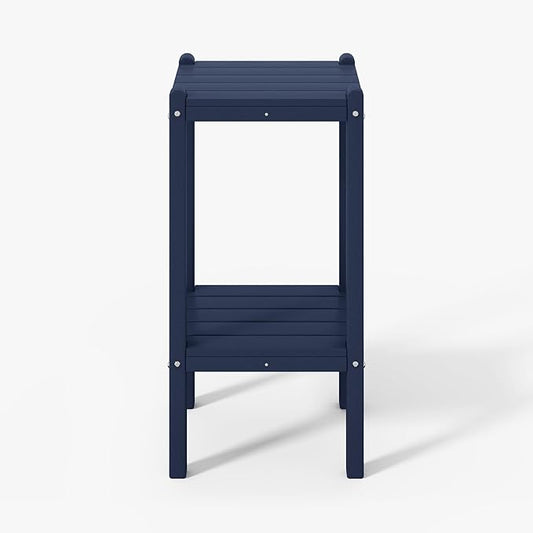WestinTrends Malibu 36" Outdoor Adirondack HDPE 2-Tier Patio Side Table, Navy Blue