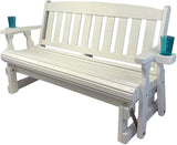 Amish Heavy Duty 800 Lb Mission Pressure Treated Porch Glider with Cupholders (5 Foot, Semi-Solid White Stain) - Photo 1