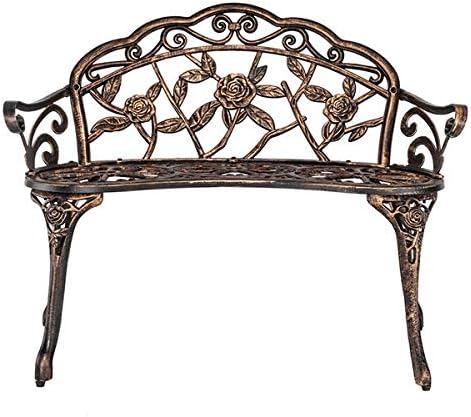 Bronze 38.5" Cast Aluminum Garden Bench, Outdoor Bench Garden Patio Porch Park Deck, Park Bench, Patio Chair Garden Bench,Outside Bench,Front Porch Seating Bench 38.5" L x 16" W x 31" H