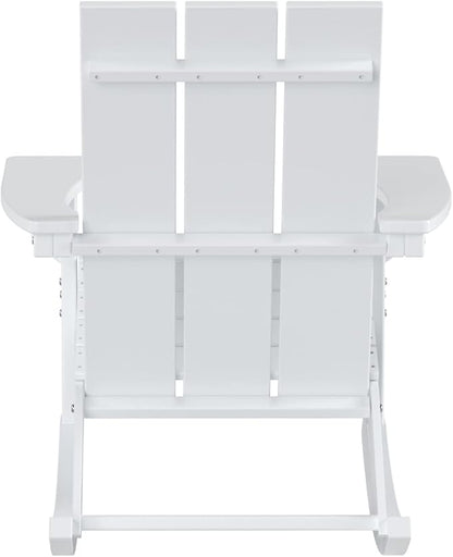 WO WESTIN OUTDOOR HDPE Shoreside Modern Rocking Poly Adirondack Chair (Set of 2),White