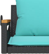 Black and Blue Patio Swing Bench with Cushions for Two, Durable Poly Rattan Outdoor Furniture - Photo 9