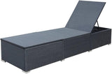 Sun Lounger Black Red PE Rattan, Powder-Coated Steel, Polyester Poolside Recliner Garden Sun Lounger for Yard Balcony - Photo 8