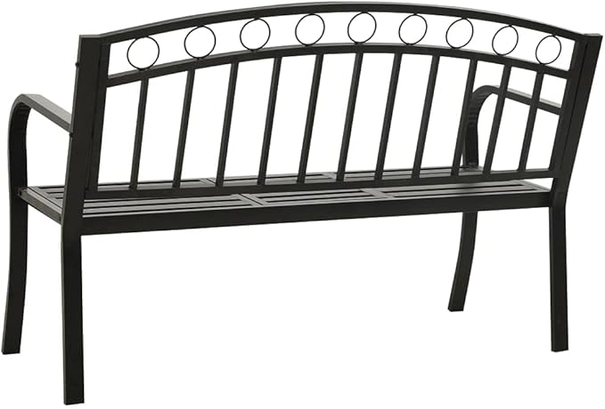 Garden Bench Outdoor Bench Patio Bench Cushions for Outdoor, Park, Yard, Entryway, Iron Metal Frame Furniture - Photo 6