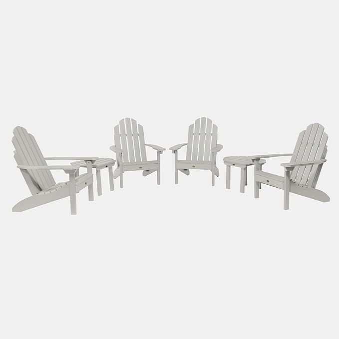 highwood Classic Westport 6pc Set, Includes 4 Adirondack Chairs and 2 with Side Tables, Harbor Gray